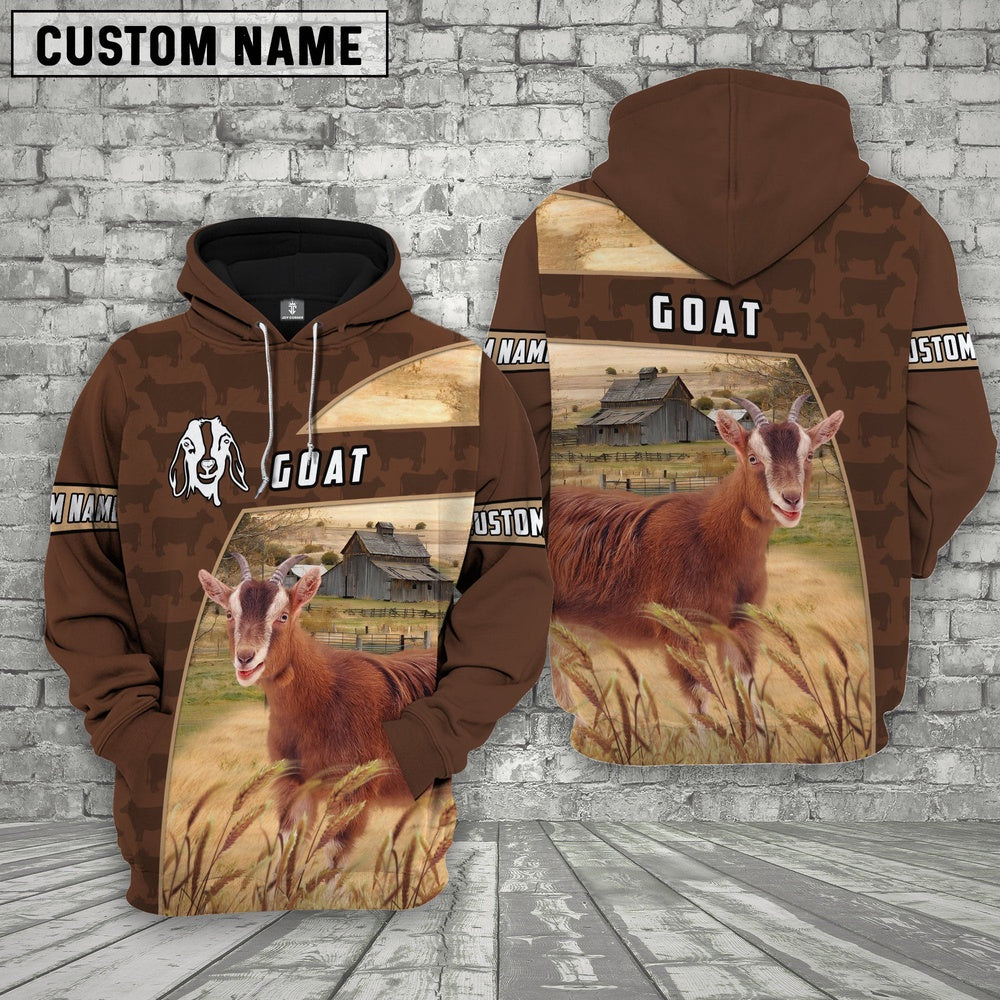 Goat Brown Farm Personalized 3D Hoodie, Farmer Hoodie, Custom Farm Shirts, Farmer T Shirt