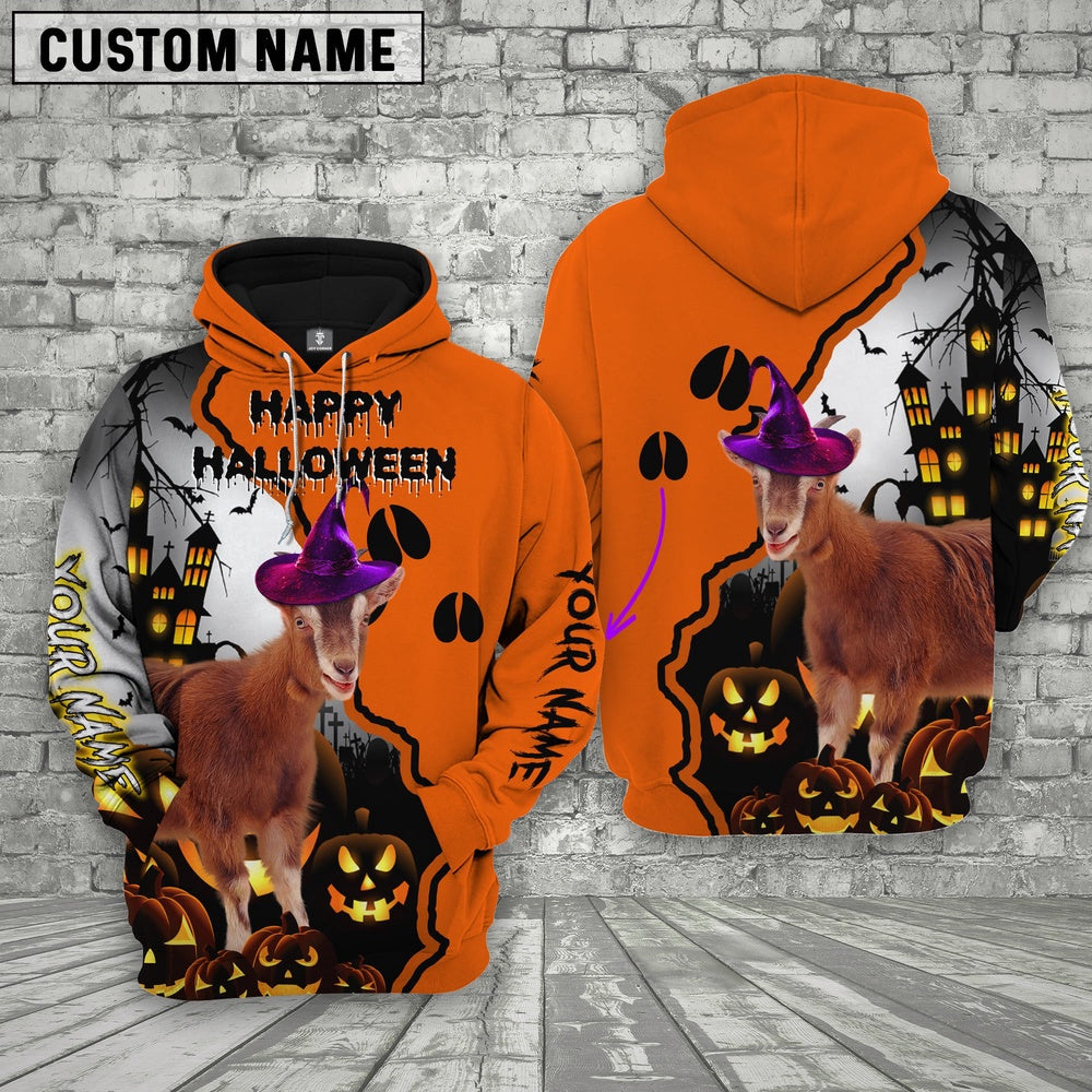 Goat Castle Footprint Halloween Pattern 3D Hoodie, Farmer Hoodie, Custom Farm Shirts, Farmer T Shirt