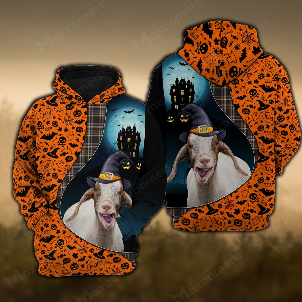 Goat Castle Halloween Pattern 3D Hoodie, Farmer Hoodie, Farm Themed Shirts, Farm Tee Shirts