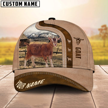 Goat Custom Name Light Brown Cap, Farmer Cap, Vintage Farmer Hat, Mens Farmer Hats, Cap For Farmers