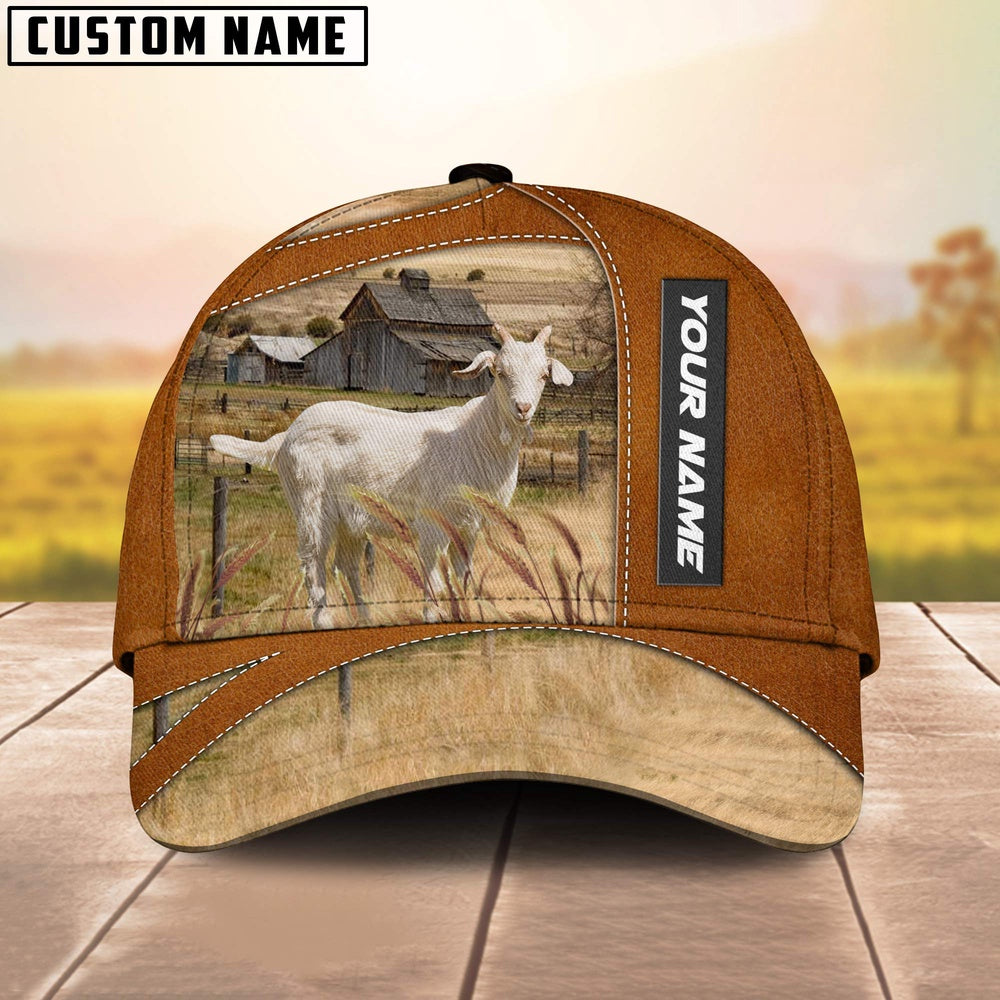 Goat Customized Name Brown Cap, Farmer Cap, Vintage Farmer Hat, Mens Farmer Hats, Cap For Farmers