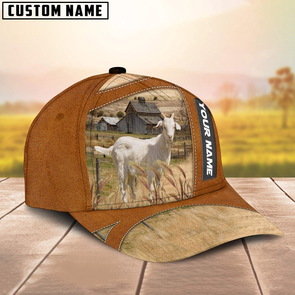 Goat Customized Name Brown Cap, Farmer Cap, Vintage Farmer Hat, Mens Farmer Hats, Cap For Farmers