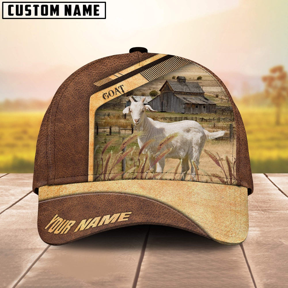 Goat Customized Name Brown Farm Cap, Farmer Cap, Vintage Farmer Hat, Mens Farmer Hats, Cap For Farmers
