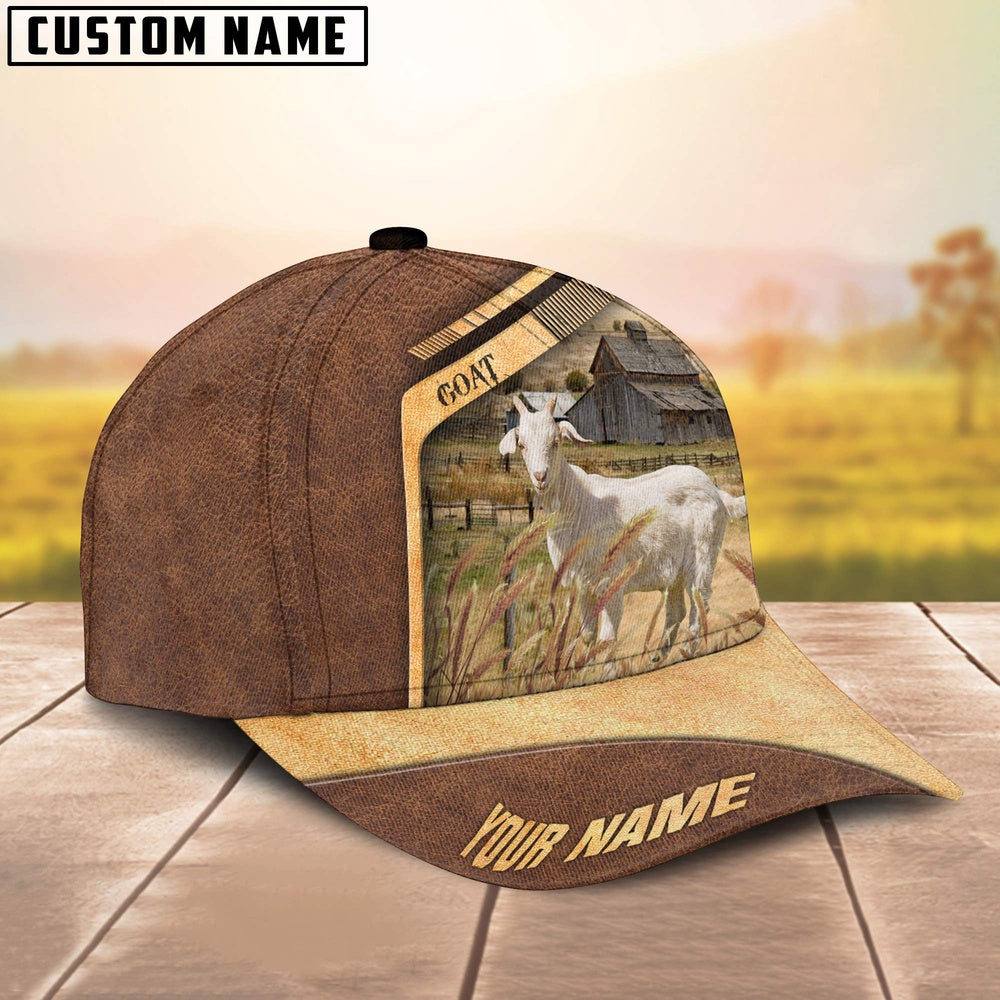 Goat Customized Name Brown Farm Cap, Farmer Cap, Vintage Farmer Hat, Mens Farmer Hats, Cap For Farmers
