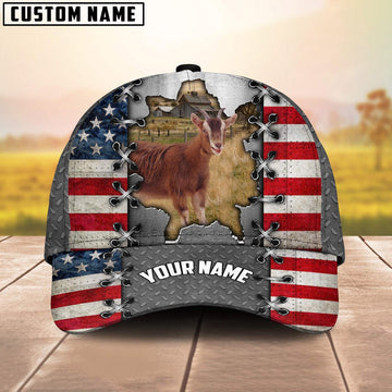 Goat Customized Name US Flag Cap, Farmer Cap, Vintage Farmer Hat, Mens Farmer Hats, Cap For Farmers
