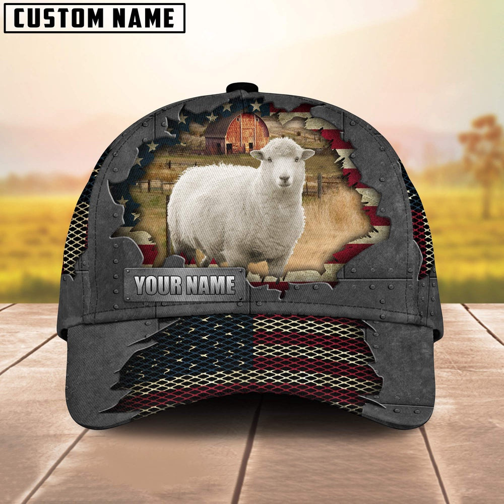 Goat Customized Name US Flag Net Cap, Farmer Cap, Vintage Farmer Hat, Mens Farmer Hats, Cap For Farmers