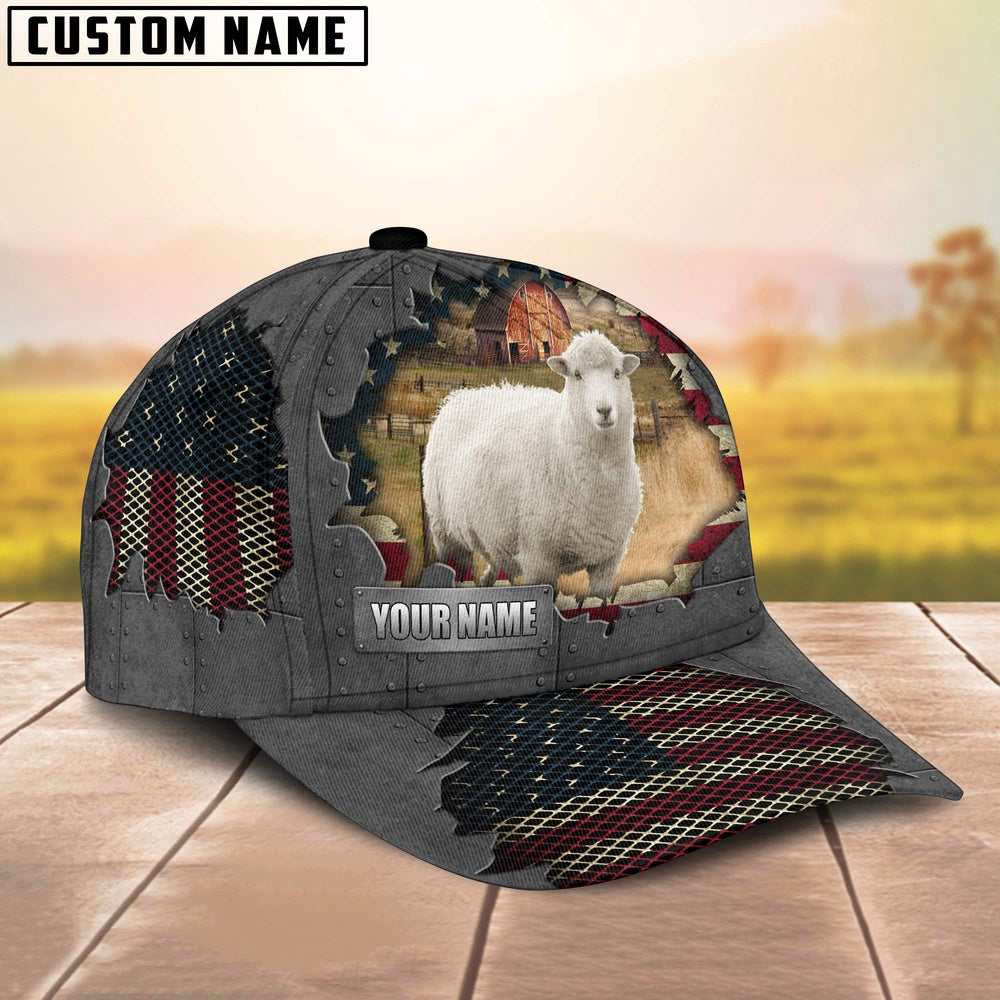 Goat Customized Name US Flag Net Cap, Farmer Cap, Vintage Farmer Hat, Mens Farmer Hats, Cap For Farmers
