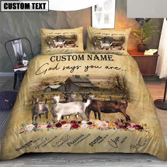 Goat God Says You Are Custom Name Bedding Set, Farm Bedding Set, Farmhouse Bedding Set