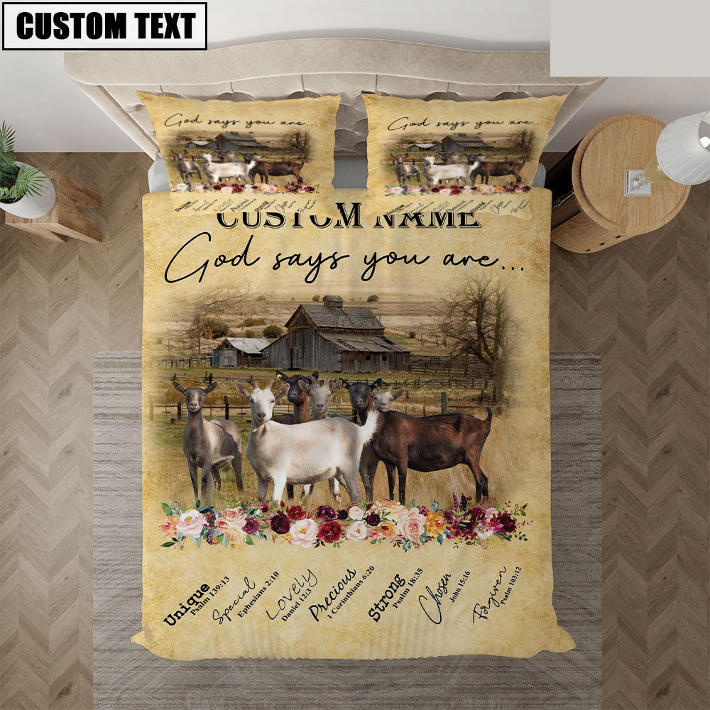 Goat God Says You Are Custom Name Bedding Set, Farm Bedding Set, Farmhouse Bedding Set