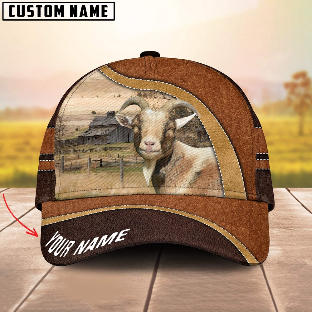 Goat Happy Face Customized Name Cap, Farmer Cap, Vintage Farmer Hat, Mens Farmer Hats, Cap For Farmers