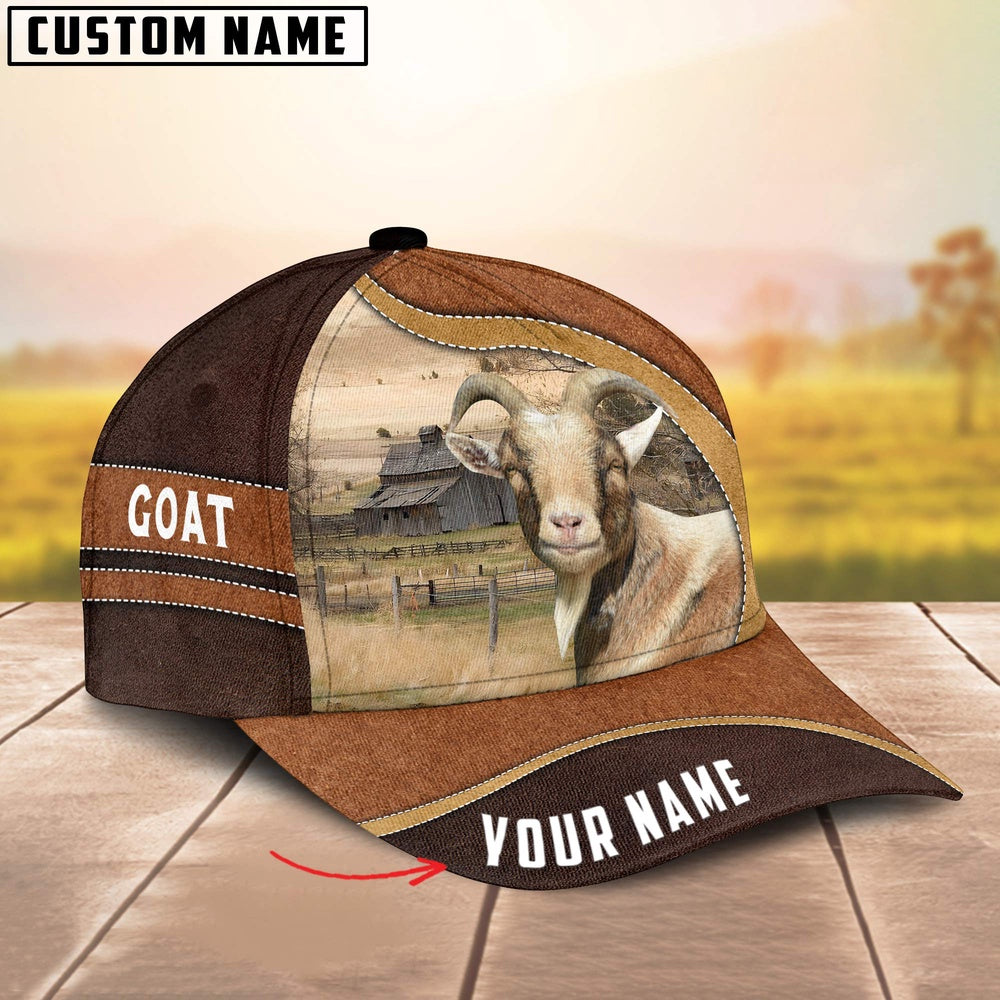 Goat Happy Face Customized Name Cap, Farmer Cap, Vintage Farmer Hat, Mens Farmer Hats, Cap For Farmers