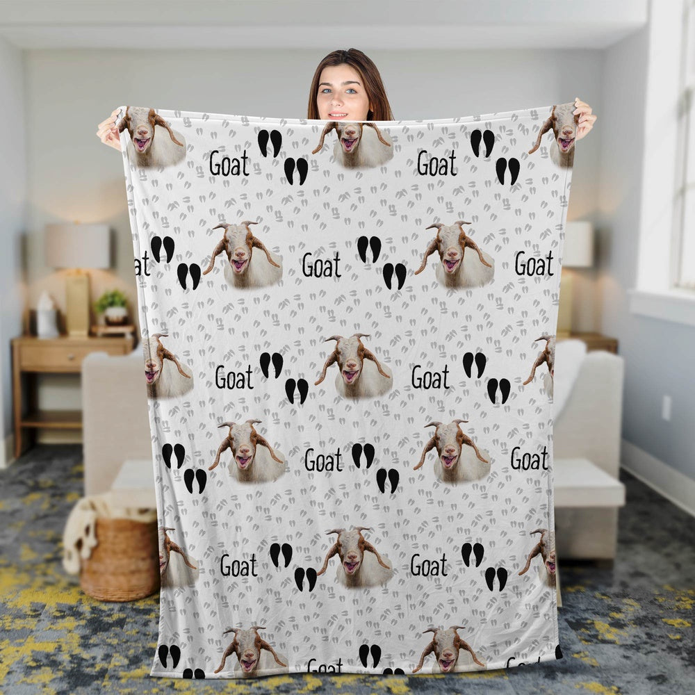Goat Happy Pattern Blanket, Farm Blanket, Farm Animal Blanket