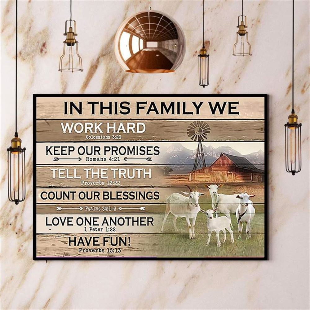 Goat In This Family We Work Hard Farmer Canvas, Farm Canvas, Farm Gift, Farm Home Decor