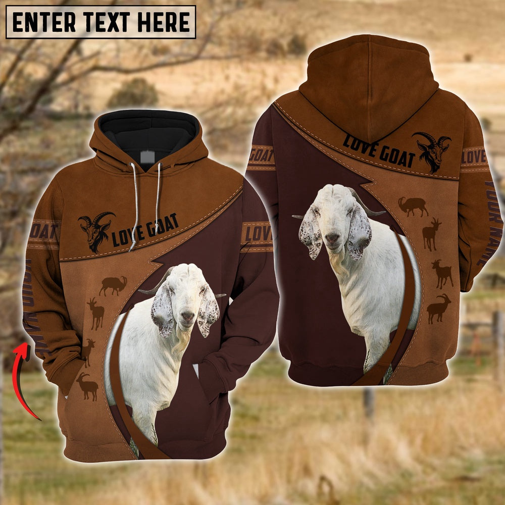 Goat Love Cattle Leather Pattern Personalized All Over Printed Hoodie, Farmer Hoodie, Custom Farm Shirts, Farmer T Shirt