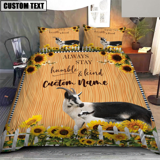 Goat Stay Humble And Kind Custom Name Bedding Set, Farm Bedding Set, Farmhouse Bedding Set