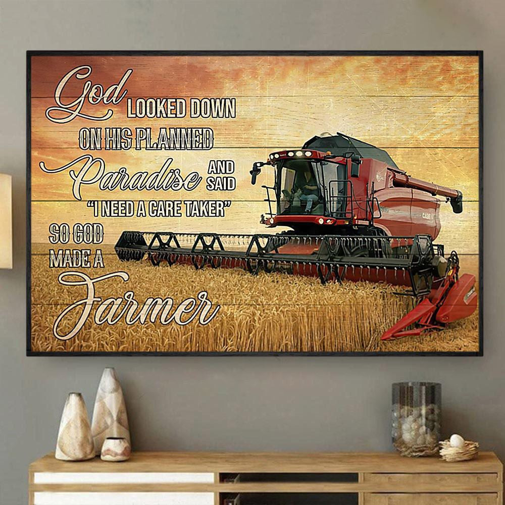 God Looked Down On His Planned Paradise Said I Need A Caretaker Canvas, Farmhouse Canvas, Farm Gift, Farm Home Decor