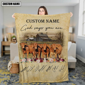 God Says You Are Personalized Name Beefmaster Blanket, Farm Blanket, Farm Animal Blanket