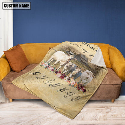 God Says You Are Personalized Name Charolais Blanket, Farm Blanket, Farm Animal Blanket
