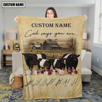 God Says You Are Personalized Name Charolais No Horn Blanket, Farm Blanket, Farm Animal Blanket
