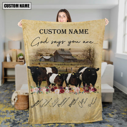 God Says You Are Personalized Name Charolais No Horn Blanket, Farm Blanket, Farm Animal Blanket