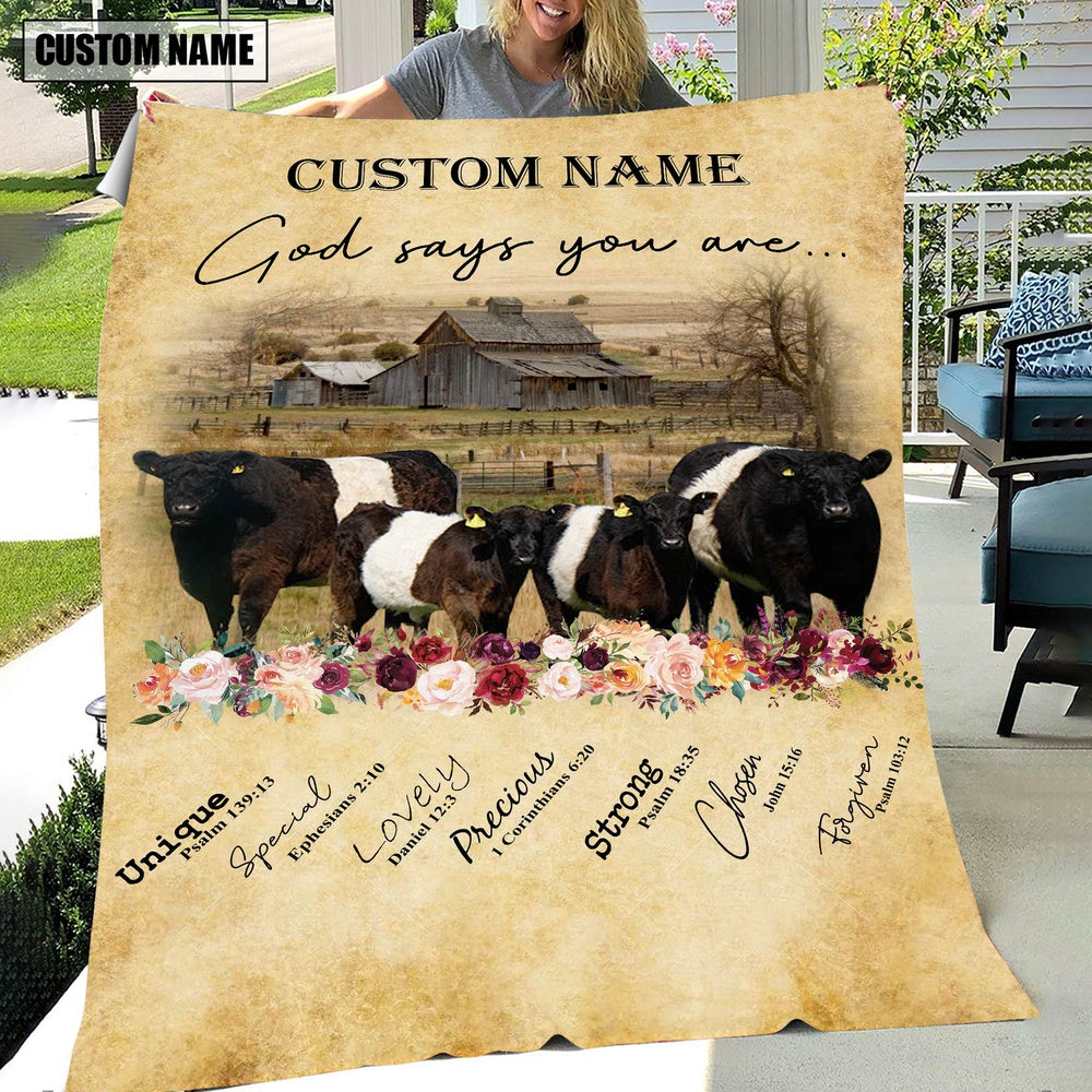 God Says You Are Personalized Name Charolais No Horn Blanket, Farm Blanket, Farm Animal Blanket