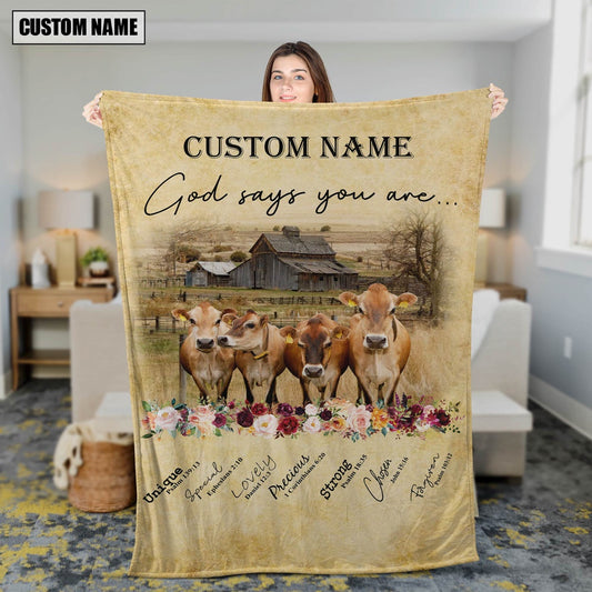 God Says You Are Personalized Name Jersey Blanket, Farm Blanket, Farm Animal Blanket