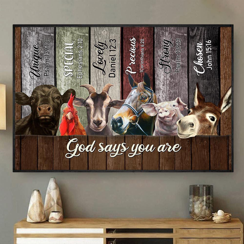 God Says You Are Unique Special Lovely Precious Strong Canvas, Farmhouse Canvas, Farm Gift, Farm Home Decor
