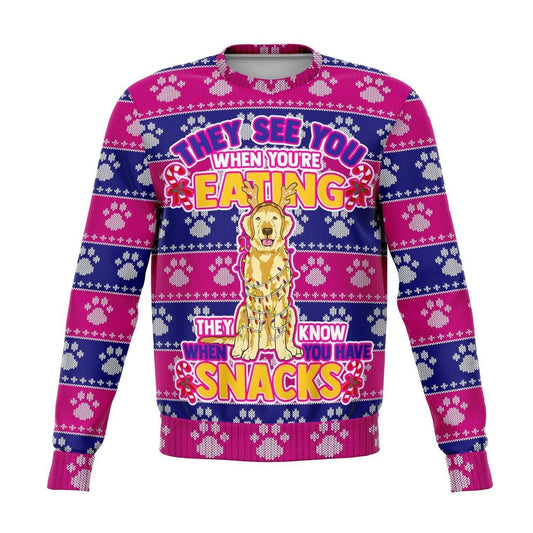 Golden Retriever They Know When You Have Snacks Christmas Ugly Sweater, Christmas Ugly Sweater, Sweater Xmas, Ugly Sweater