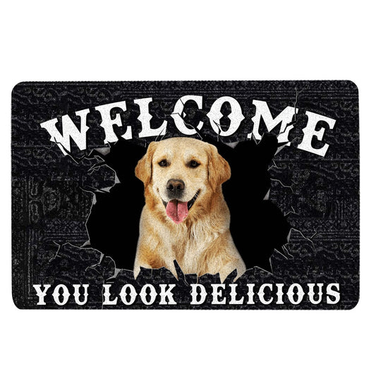 Golden Retriever Welcome Doormat, Funny Golden Retriever Welcome You Look Delicious Dog Lover Gift Welcome Doormat, Pets Home Decor Door Mat