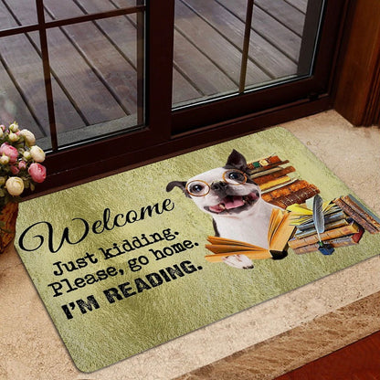 Golden Retriever Welcome Doormat, Golden Retriever Dog And Book Please Go Home I'm Reading Welcome Doormat, Pets Home Decor Door Mat