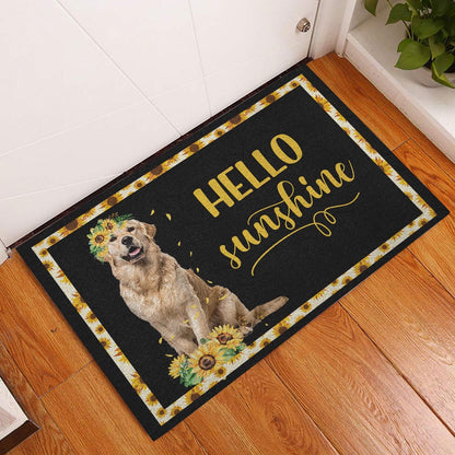 Golden Retriever Welcome Doormat, Golden Retriever Hello Sunflower Floral Dog Lover Black Welcome Doormat, Pets Home Decor Door Mat
