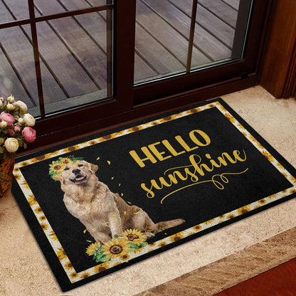 Golden Retriever Welcome Doormat, Golden Retriever Hello Sunflower Floral Dog Lover Black Welcome Doormat, Pets Home Decor Door Mat