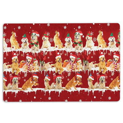 Golden Retriever Welcome Doormat, Golden Retriever Merry Christmas Snowflake Christmas Tree Welcome Doormat, Pets Home Decor Door Mat