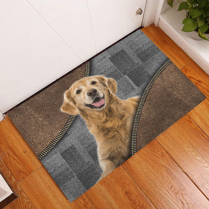 Golden Retriever Welcome Doormat, Love Golden Retriever Dog Brown Pattern Gift For Dog Lover Welcome Doormat, Pets Home Decor Door Mat