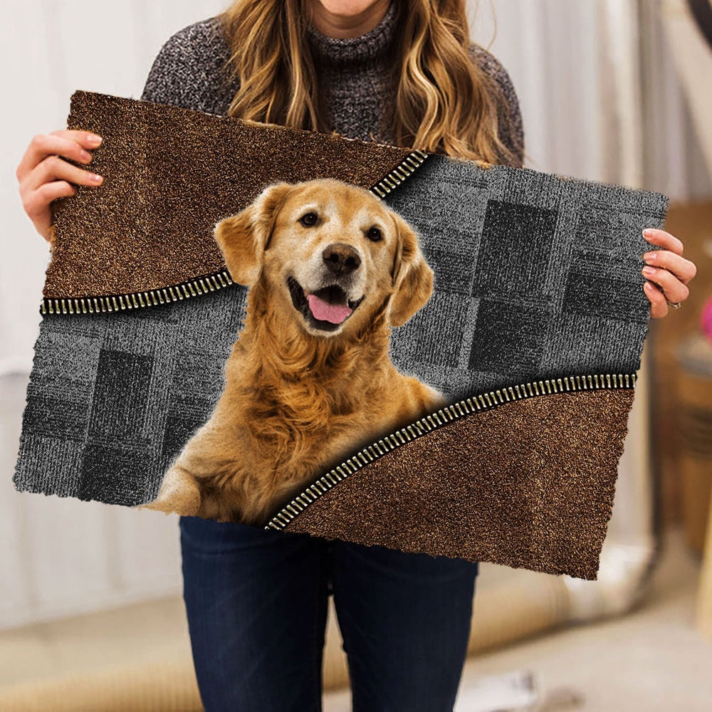 Golden Retriever Welcome Doormat, Love Golden Retriever Dog Brown Pattern Gift For Dog Lover Welcome Doormat, Pets Home Decor Door Mat
