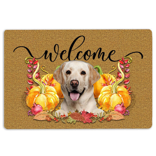 Golden Retriever Welcome Doormat, Pumpkin Spice Golden Retriever Dog Welcome Fall Autumn Welcome Doormat, Pets Home Decor Door Mat