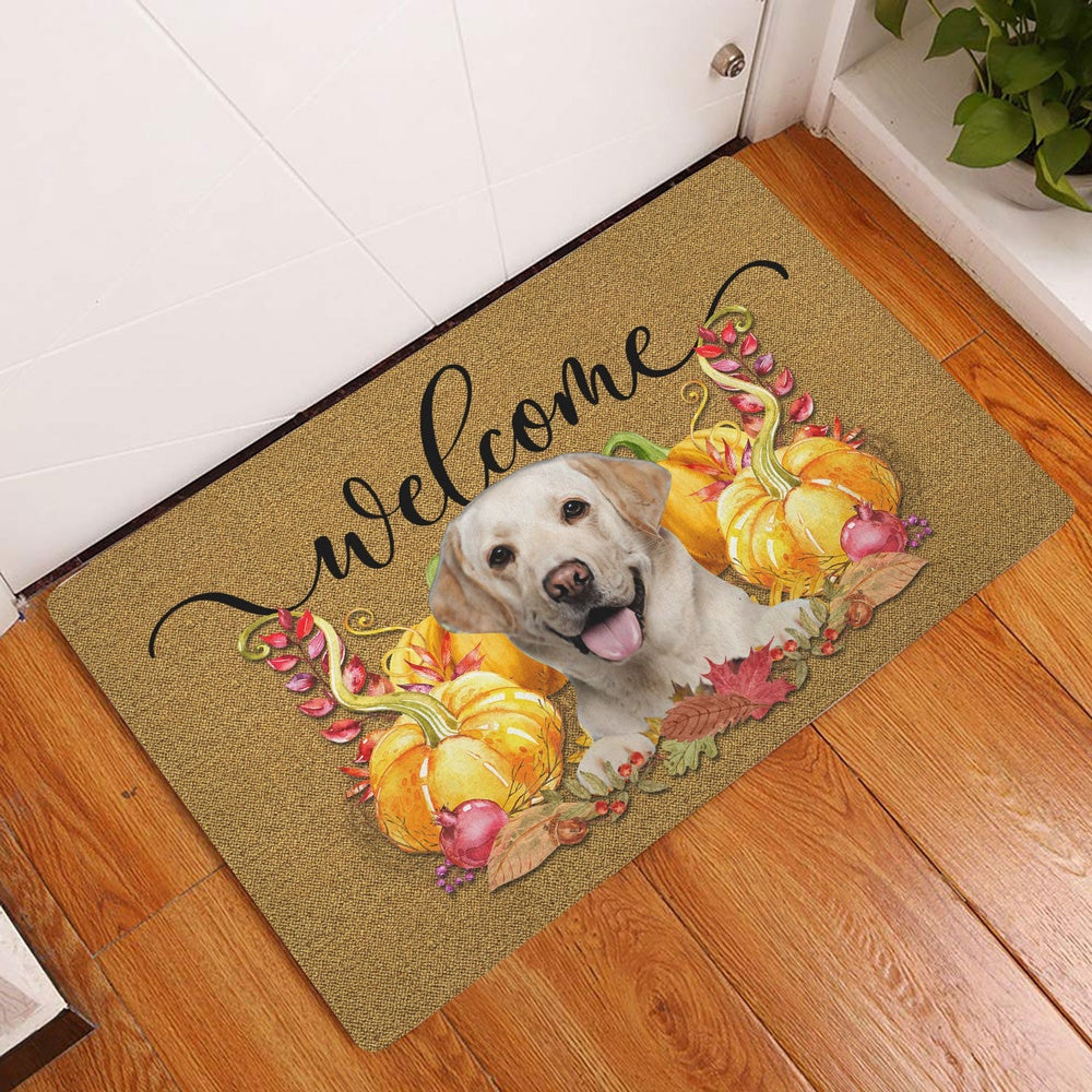Golden Retriever Welcome Doormat, Pumpkin Spice Golden Retriever Dog Welcome Fall Autumn Welcome Doormat, Pets Home Decor Door Mat