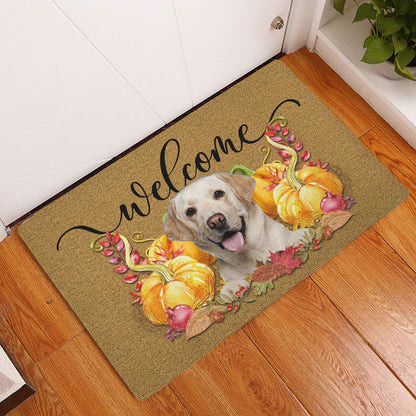 Golden Retriever Welcome Doormat, Pumpkin Spice Golden Retriever Dog Welcome Fall Autumn Welcome Doormat, Pets Home Decor Door Mat