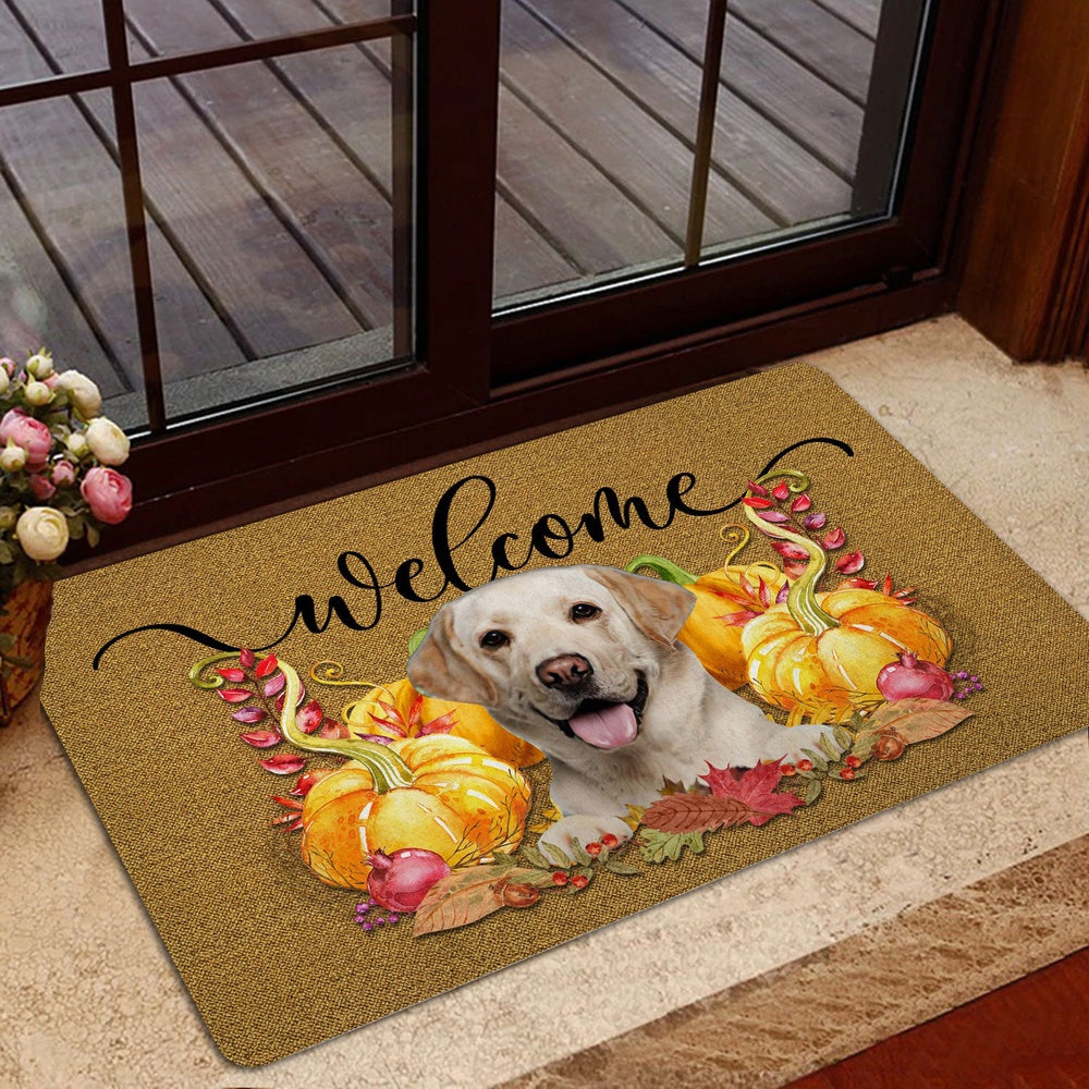 Golden Retriever Welcome Doormat, Pumpkin Spice Golden Retriever Dog Welcome Fall Autumn Welcome Doormat, Pets Home Decor Door Mat