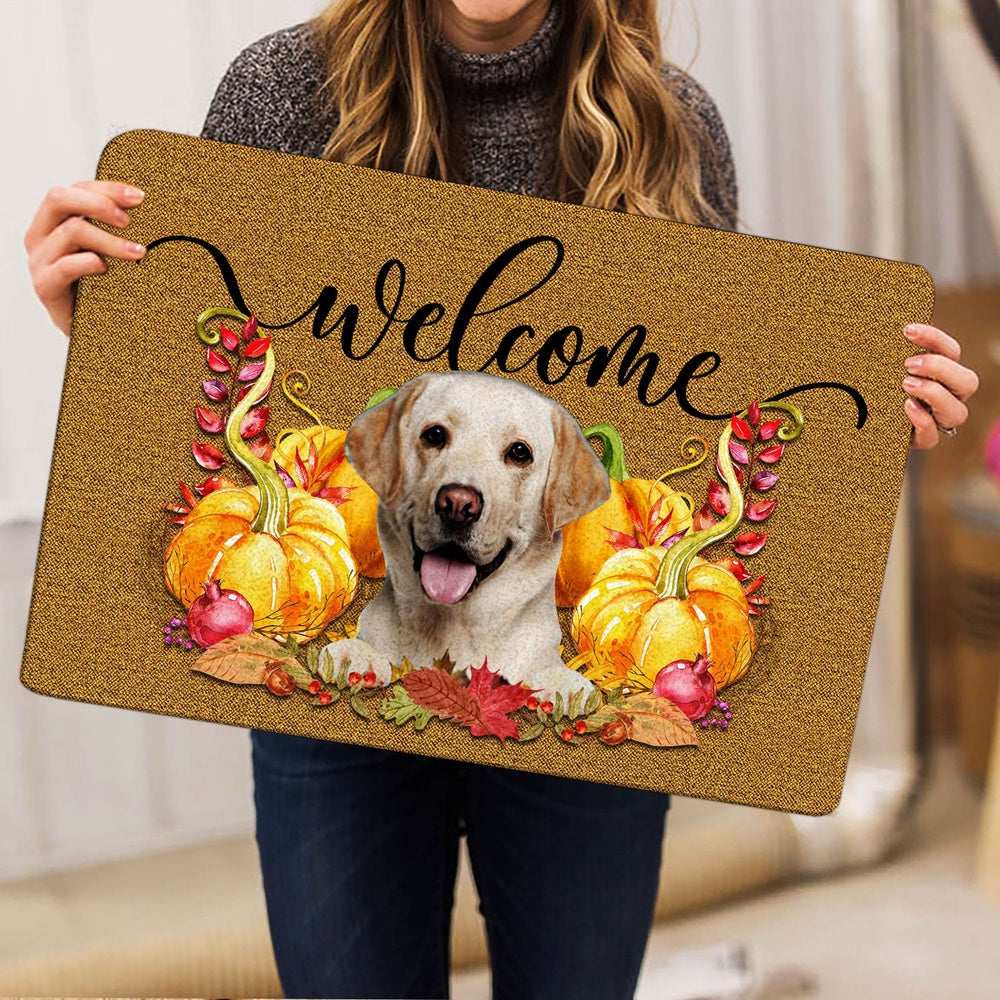 Golden Retriever Welcome Doormat, Pumpkin Spice Golden Retriever Dog Welcome Fall Autumn Welcome Doormat, Pets Home Decor Door Mat