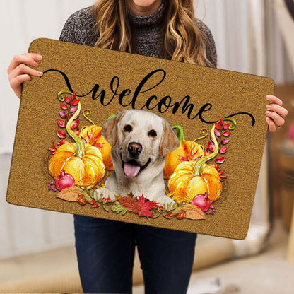 Golden Retriever Welcome Doormat, Pumpkin Spice Golden Retriever Dog Welcome Fall Autumn Welcome Doormat, Pets Home Decor Door Mat