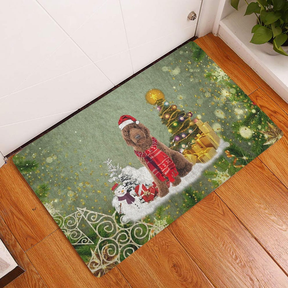 Goldendoodle Welcome Doormat, Goldendoodle Merry Christmas Snow Christmas Tree Xmas Holidays Welcome Doormat, Pets Home Decor Door Mat