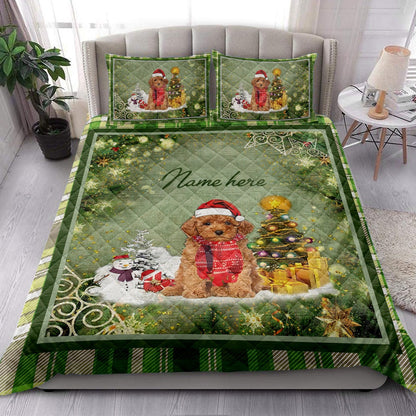 Goldendoodlemas Tree String Lights Bedding Set, Christmas Beddings, Xmas Bedding Sets
