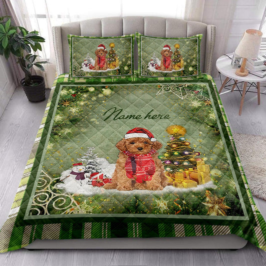 Goldendoodlemas Tree String Lights Bedding Set, Christmas Beddings, Xmas Bedding Sets