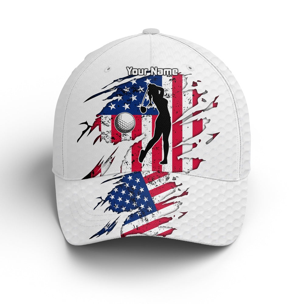 Golf Club Custom Name American Flag Patriotic Custom Golf Hat Women Baseball Golf Cap, Golf Baseball Cap
