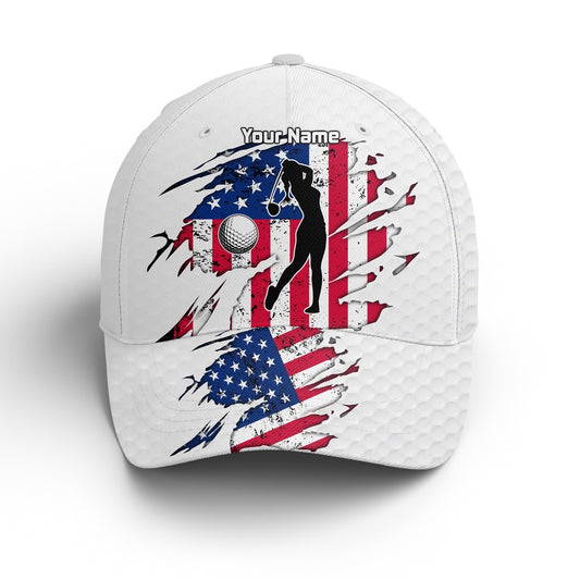 Golf Club Custom Name American Flag Patriotic Custom Golf Hat Women Baseball Golf Cap, Golf Baseball Cap