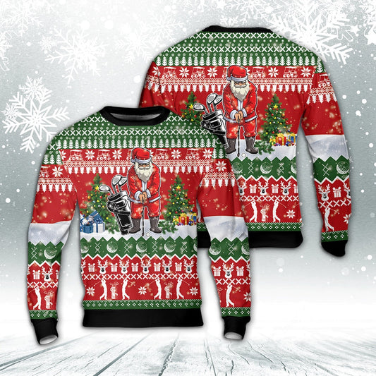 Golf Santa Christmas Sweater, Christmas Ugly Sweater, Sweater Xmas, Ugly Sweater