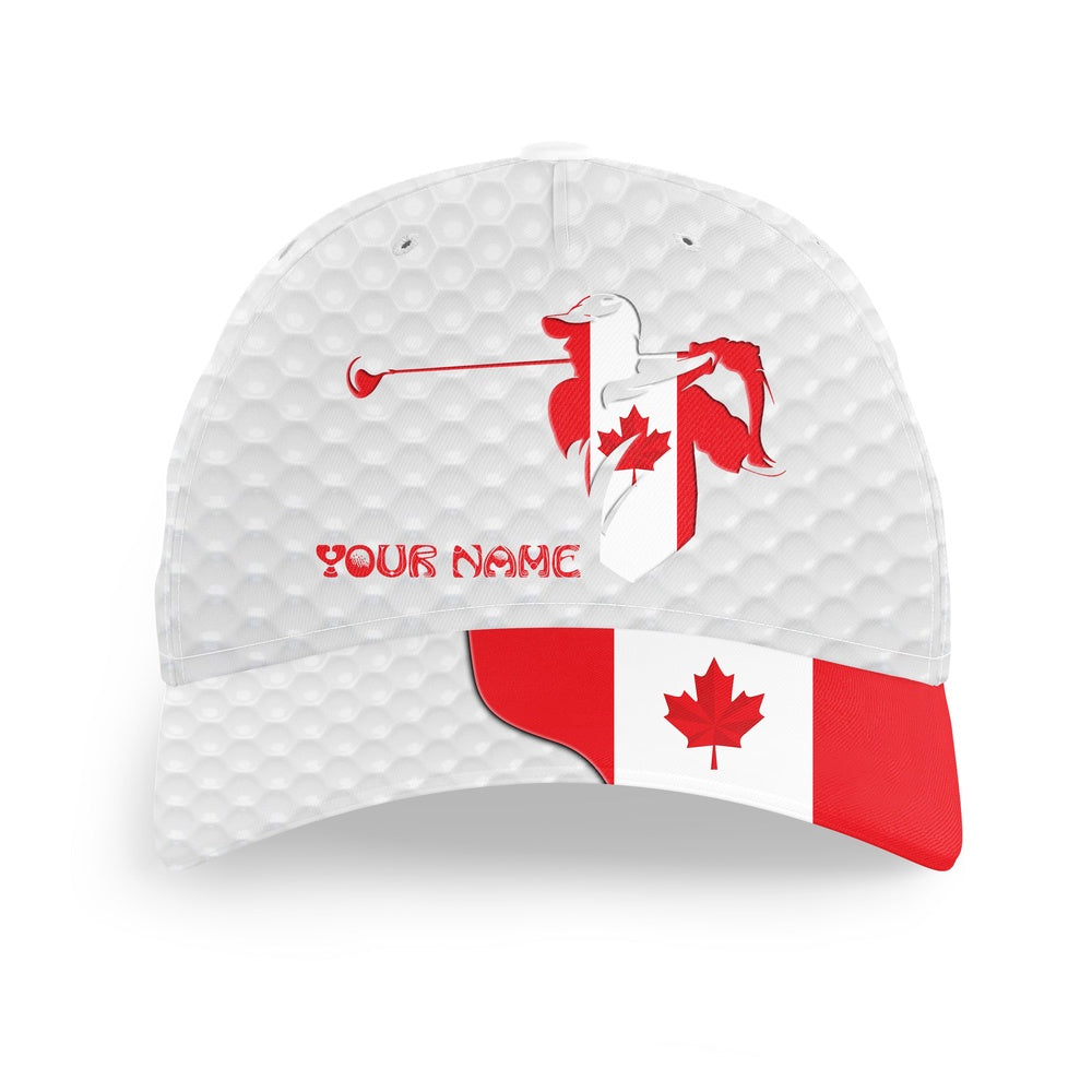 Golfer Hat Custom Name Canadian Flag Golf Hats Patriot Golf White Unisex Baseball Mens Golf Hats, Golf Baseball Cap