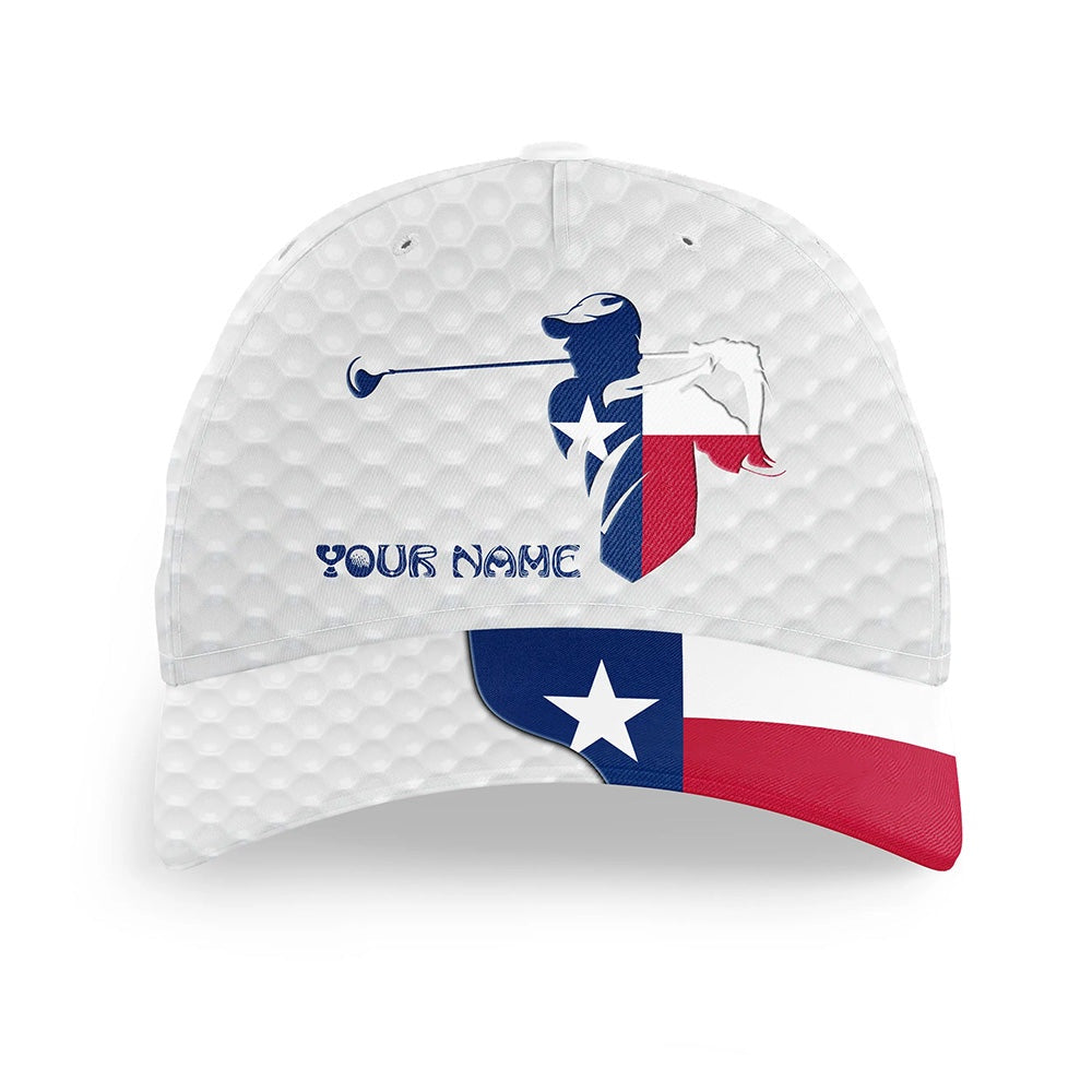 Golfer Hat Custom Name Texas Flag Golf Hats Patriot Golf White Unisex Baseball Mens Golf Hats, Golf Baseball Cap