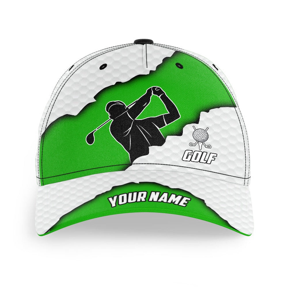 Green And White Golf Ball Skin Golfer Hat Custom Golf Sun Hats For Men, Women, Golf Baseball Cap